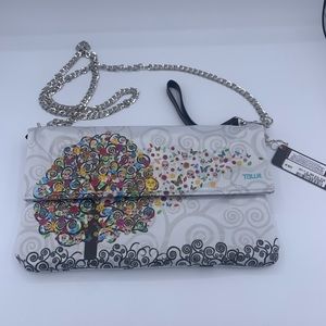 Ay Guey Crossbody Purse-skulls, butterfly, tree w/metal chain NWT